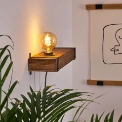 Hofstein Montgomery Wandleuchte Schwarz, Holz dunkel, 1-flammig -Wandleuchten Verkaufsgeschäft montgomery wandleuchte h3369005 14