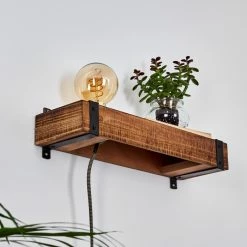 Hofstein Montgomery Wandleuchte Schwarz, Holz dunkel, 1-flammig -Wandleuchten Verkaufsgeschäft montgomery wandleuchte h3369005 17