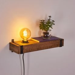 Hofstein Montgomery Wandleuchte Schwarz, Holz dunkel, 1-flammig -Wandleuchten Verkaufsgeschäft montgomery wandleuchte h3369005 3