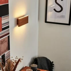 Hofstein Mosambik Wandleuchte LED Nickel-Matt, Braun, Holz dunkel, 1-flammig -Wandleuchten Verkaufsgeschäft mosambik wandleuchte h3437261 10