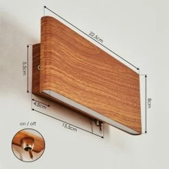 Hofstein Mosambik Wandleuchte LED Nickel-Matt, Braun, Holz dunkel, 1-flammig -Wandleuchten Verkaufsgeschäft mosambik wandleuchte h3437261 3