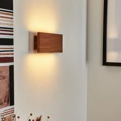 Hofstein Mosambik Wandleuchte LED Nickel-Matt, Braun, Holz dunkel, 1-flammig -Wandleuchten Verkaufsgeschäft mosambik wandleuchte h3437261 8