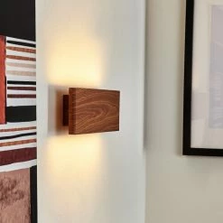 Hofstein Mosambik Wandleuchte LED Nickel-Matt, Braun, Holz dunkel, 1-flammig -Wandleuchten Verkaufsgeschäft mosambik wandleuchte h3437285 10