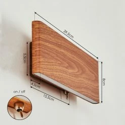 Hofstein Mosambik Wandleuchte LED Nickel-Matt, Braun, Holz dunkel, 1-flammig -Wandleuchten Verkaufsgeschäft mosambik wandleuchte h3437285 3