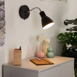 Hofstein Naouli Wandleuchte Chrom, Schwarz, 1-flammig