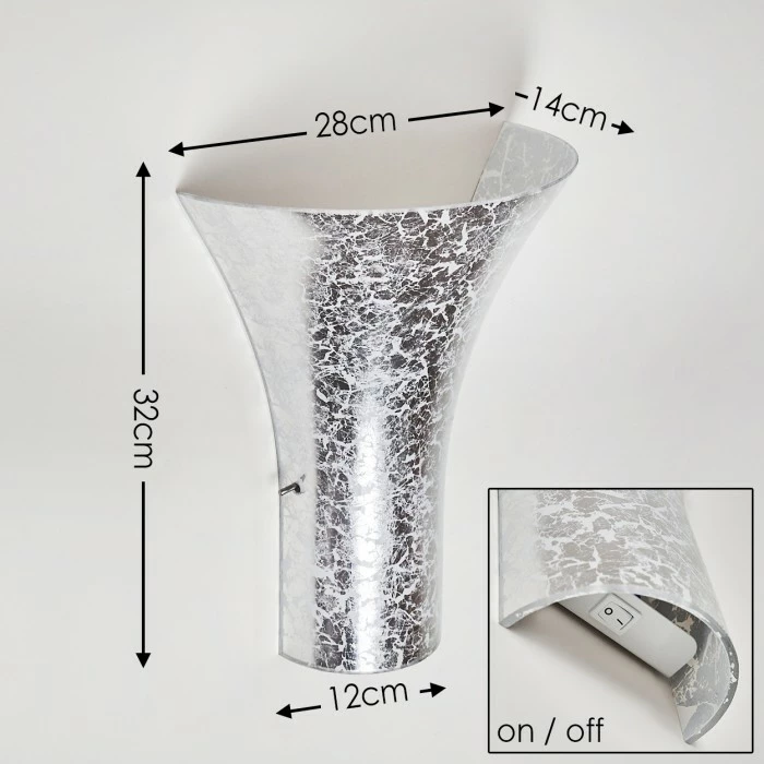 Hofstein Nerola Wandleuchte Silber, 1-flammig 2 Hofstein Nerola Wandleuchte Silber, 1-flammig – Bild 2