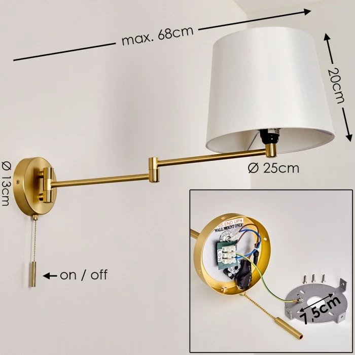 Hofstein Neuville Wandleuchte Messing, 1-flammig 2 Hofstein Neuville Wandleuchte Messing, 1-flammig – Bild 2