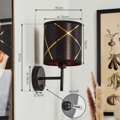 Hofstein Opatija Wandleuchte Schwarz, 1-flammig -Wandleuchten Verkaufsgeschäft opatija wandleuchte h3567456 3