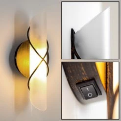 Hofstein Palma Wandleuchte Schwarz, Edelstahl, Weiß, 1-flammig