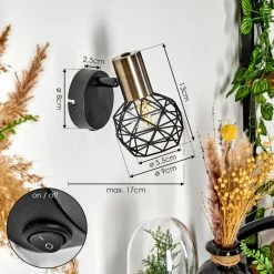 Hofstein Palmira Wandleuchte Messing, Schwarz, 1-flammig -Wandleuchten Verkaufsgeschäft palmira wandleuchte h3384275 3