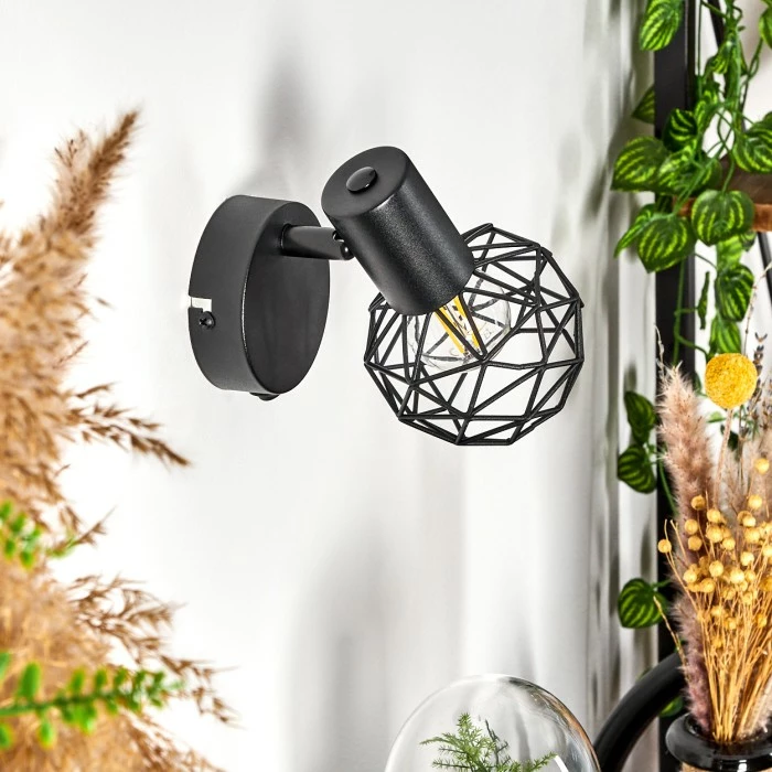 Hofstein Palmira Wandleuchte Schwarz, 1-flammig 2 Hofstein Palmira Wandleuchte Schwarz, 1-flammig – Bild 2