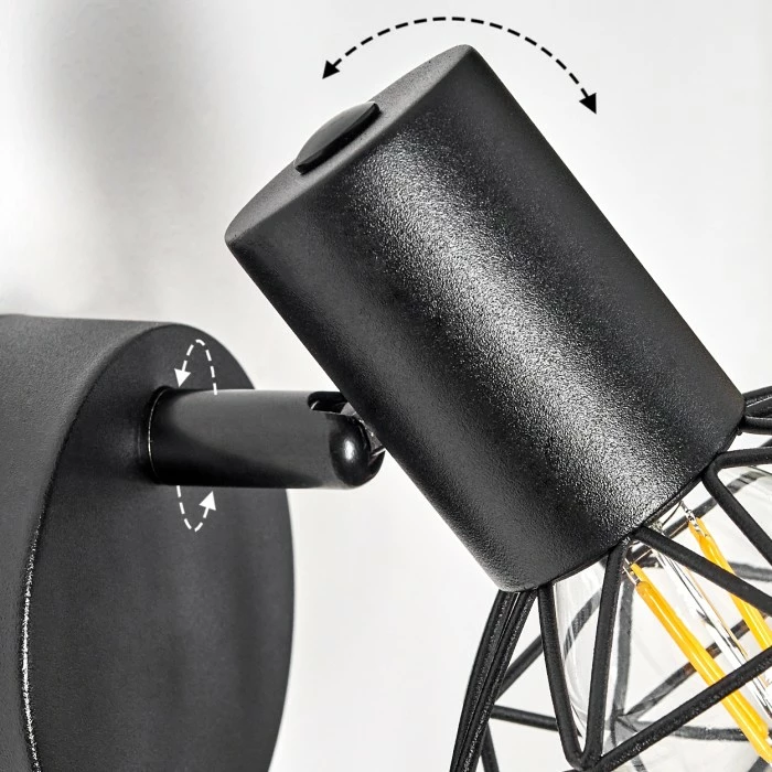 Hofstein Palmira Wandleuchte Schwarz, 1-flammig 3 Hofstein Palmira Wandleuchte Schwarz, 1-flammig – Bild 3