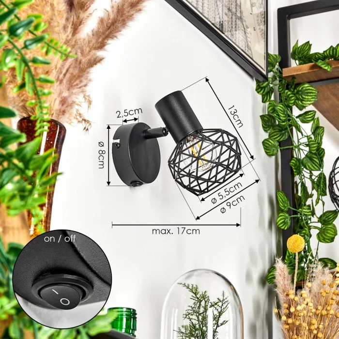 Hofstein Palmira Wandleuchte Schwarz, 1-flammig 4 Hofstein Palmira Wandleuchte Schwarz, 1-flammig – Bild 4