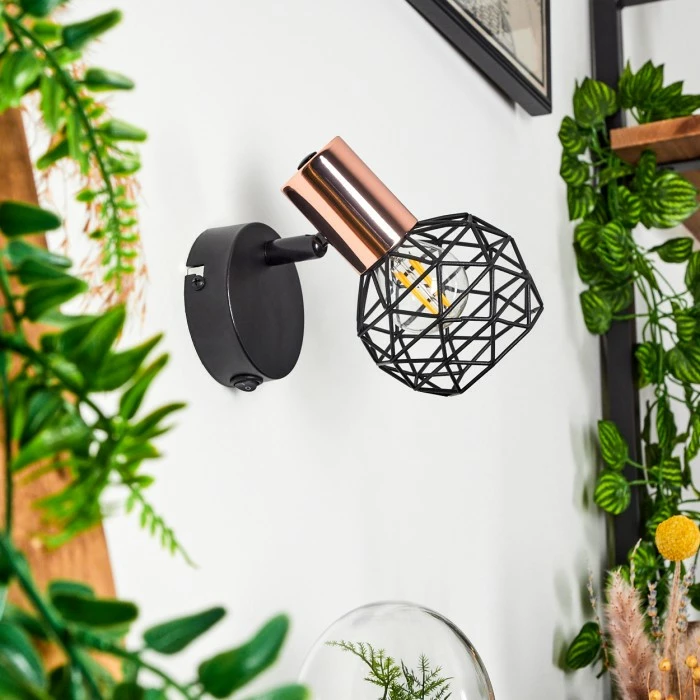 Hofstein Palmira Wandleuchte Schwarz, Kupferfarben, 1-flammig 2 Hofstein Palmira Wandleuchte Schwarz, Kupferfarben, 1-flammig – Bild 2