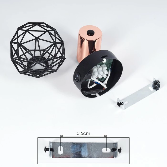 Hofstein Palmira Wandleuchte Schwarz, Kupferfarben, 1-flammig 5 Hofstein Palmira Wandleuchte Schwarz, Kupferfarben, 1-flammig – Bild 5