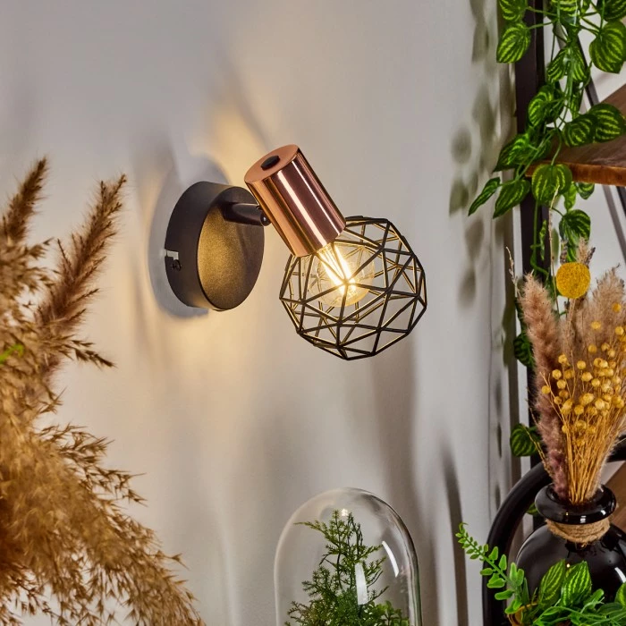 Hofstein Palmira Wandleuchte Schwarz, Kupferfarben, 1-flammig 7 Hofstein Palmira Wandleuchte Schwarz, Kupferfarben, 1-flammig – Bild 7