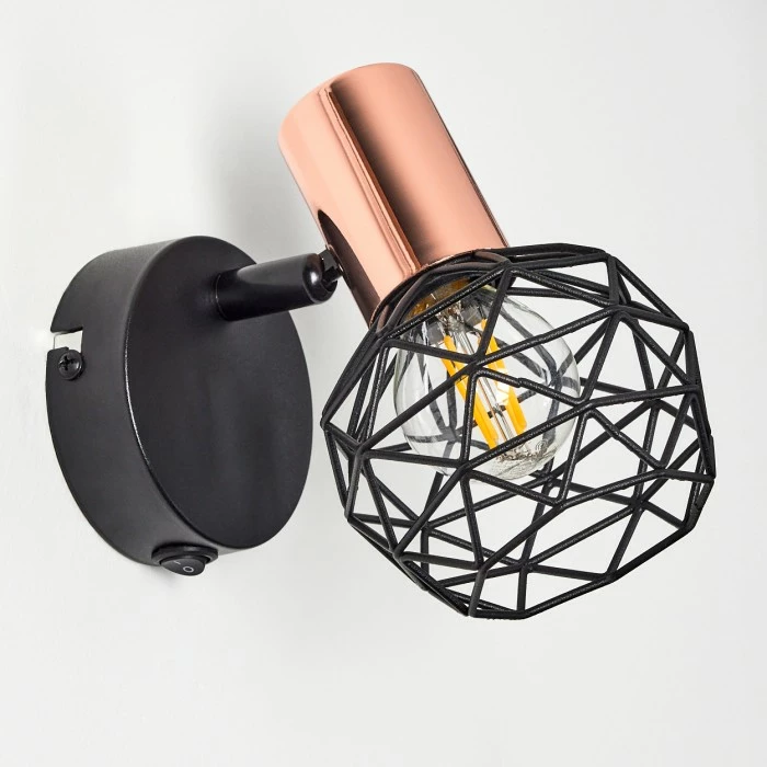 Hofstein Palmira Wandleuchte Schwarz, Kupferfarben, 1-flammig 8 Hofstein Palmira Wandleuchte Schwarz, Kupferfarben, 1-flammig – Bild 8