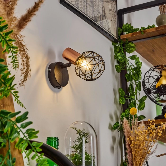 Hofstein Palmira Wandleuchte Schwarz, Kupferfarben, 1-flammig 9 Hofstein Palmira Wandleuchte Schwarz, Kupferfarben, 1-flammig – Bild 9