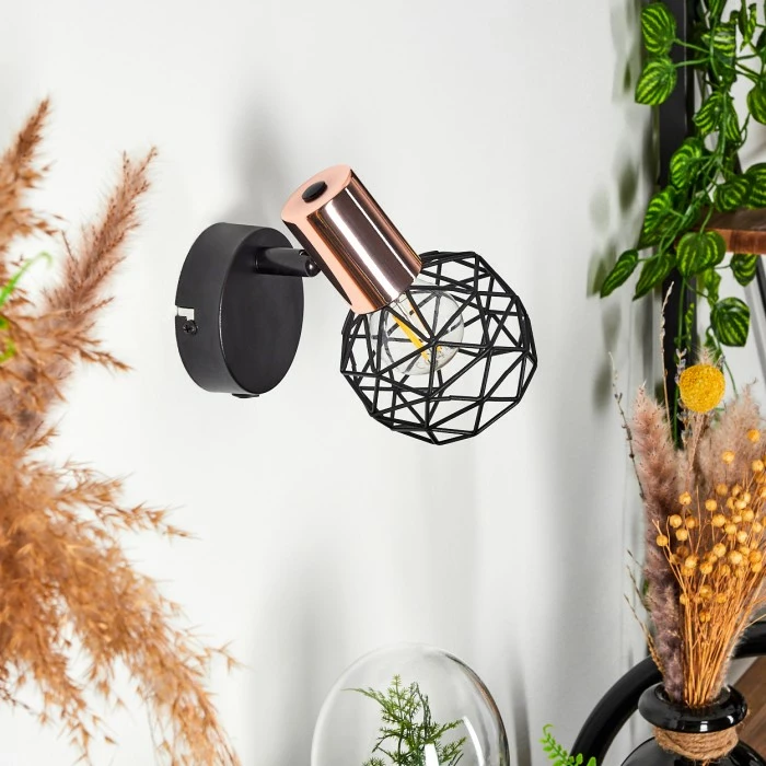 Hofstein Palmira Wandleuchte Schwarz, Kupferfarben, 1-flammig 10 Hofstein Palmira Wandleuchte Schwarz, Kupferfarben, 1-flammig – Bild 10