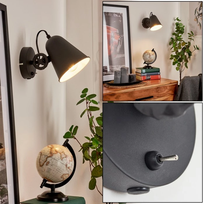 Hofstein Pany Wandleuchte Chrom, Schwarz, 1-flammig 1 Hofstein Pany Wandleuchte Chrom, Schwarz, 1-flammig