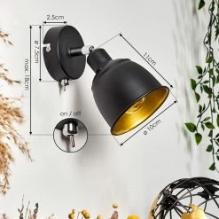 Hofstein Pistrino Wandleuchte Chrom, Schwarz, 1-flammig -Wandleuchten Verkaufsgeschäft pistrino wandleuchte h3017852 3