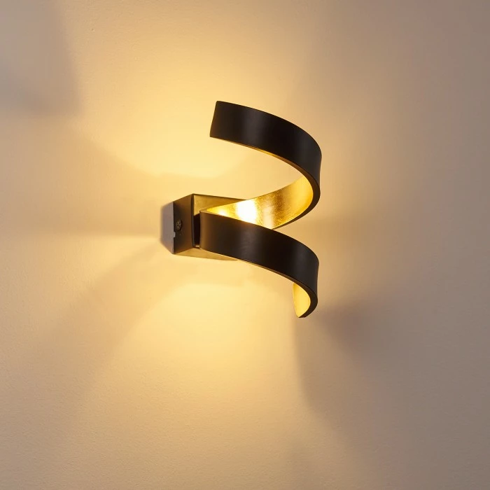 Hofstein Rezat Wandleuchte LED Schwarz-Gold, 1-flammig 12 Hofstein Rezat Wandleuchte LED Schwarz-Gold, 1-flammig – Bild 12