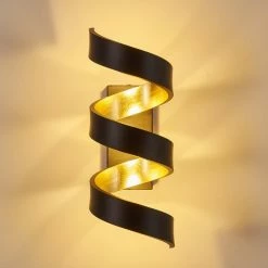 Hofstein Rezat Wandleuchte LED Schwarz-Gold, 1-flammig -Wandleuchten Verkaufsgeschäft rezat wandleuchte h3308509 12
