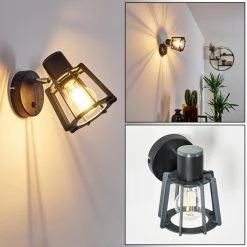 Hofstein Rieti Wandleuchte Schwarz, 1-flammig