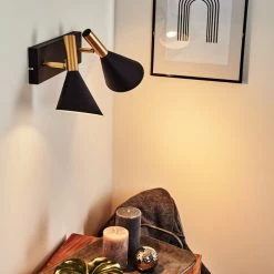 Hofstein Saboria Wandleuchte LED Schwarz, 2-flammig -Wandleuchten Verkaufsgeschäft saboria wandleuchte h3537558 10