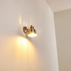 Hofstein Safari Wandleuchte Chrom gebürstet, 1-flammig -Wandleuchten Verkaufsgeschäft safari wandleuchte h3012963 do4 15