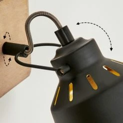 Hofstein Safari Wandleuchte Chrom, Schwarz, Holz dunkel, 1-flammig -Wandleuchten Verkaufsgeschäft safari wandleuchte h3580936 5