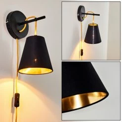 Hofstein Saillon Wandleuchte Schwarz, 1-flammig