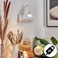 Hofstein Sarnen Wandleuchte Wei&szlig;, 1-flammig