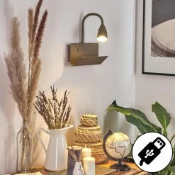 Hofstein Sarnen Wandleuchte Khaki, 1-flammig