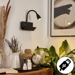 Hofstein Sarnen Wandleuchte Schwarz, 1-flammig