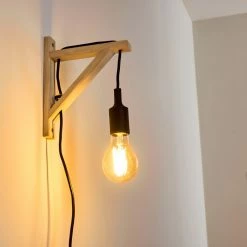 Hofstein Sasagawa Wandleuchte Schwarz, Holz hell, 1-flammig -Wandleuchten Verkaufsgeschäft sasagawa wandleuchte h3359419 2