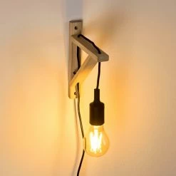 Hofstein Sasagawa Wandleuchte Schwarz, Holz hell, 1-flammig -Wandleuchten Verkaufsgeschäft sasagawa wandleuchte h3359419 3