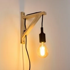 Hofstein Sasagawa Wandleuchte Schwarz, Holz hell, 1-flammig -Wandleuchten Verkaufsgeschäft sasagawa wandleuchte h3359419 6