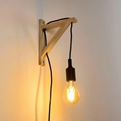 Hofstein Sasagawa Wandleuchte Schwarz, Holz hell, 1-flammig -Wandleuchten Verkaufsgeschäft sasagawa wandleuchte h3359419 7