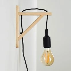 Hofstein Sasagawa Wandleuchte Schwarz, Holz hell, 1-flammig -Wandleuchten Verkaufsgeschäft sasagawa wandleuchte h3359419 8