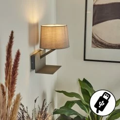 Hofstein Schonenwerd Wandleuchte Grau, 1-flammig