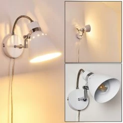 Hofstein Stranderott Wandleuchte Chrom, Weiß, 1-flammig