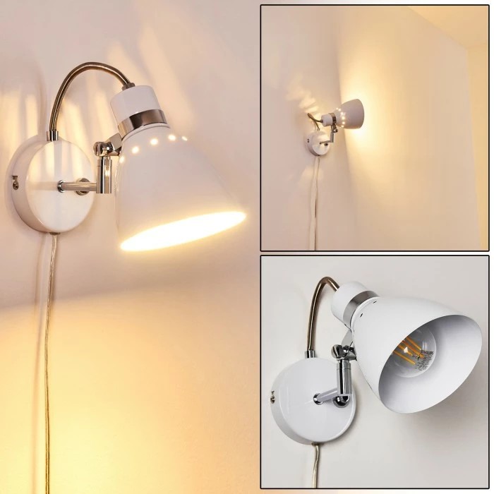 Hofstein Stranderott Wandleuchte Chrom, Weiß, 1-flammig 1 Hofstein Stranderott Wandleuchte Chrom, Weiß, 1-flammig