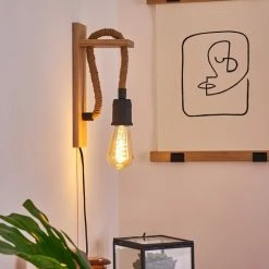 Hofstein Sunnyvale Wandleuchte Schwarz, Braun, Holz hell, 1-flammig -Wandleuchten Verkaufsgeschäft sunnyvale wandleuchte h3369586 11