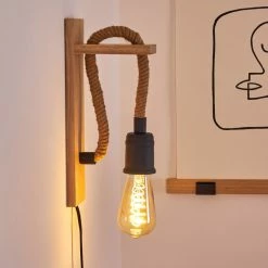 Hofstein Sunnyvale Wandleuchte Schwarz, Braun, Holz hell, 1-flammig -Wandleuchten Verkaufsgeschäft sunnyvale wandleuchte h3369586 13