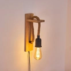 Hofstein Sunnyvale Wandleuchte Schwarz, Braun, Holz hell, 1-flammig -Wandleuchten Verkaufsgeschäft sunnyvale wandleuchte h3369586 3