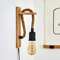 Hofstein Sunnyvale Wandleuchte Schwarz, Braun, Holz hell, 1-flammig -Wandleuchten Verkaufsgeschäft sunnyvale wandleuchte h3369586 8