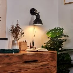 Hofstein Tilton Wandleuchte Nickel-Matt, Schwarz, 1-flammig -Wandleuchten Verkaufsgeschäft tilton wandleuchte h3315446 11