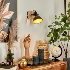 Hofstein Tina Wandleuchte Chrom, Schwarz, Holz hell, 1-flammig -Wandleuchten Verkaufsgeschäft tina wandleuchte h3581018 6