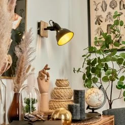 Hofstein Tina Wandleuchte Chrom, Schwarz, Holz hell, 1-flammig -Wandleuchten Verkaufsgeschäft tina wandleuchte h3581018 8